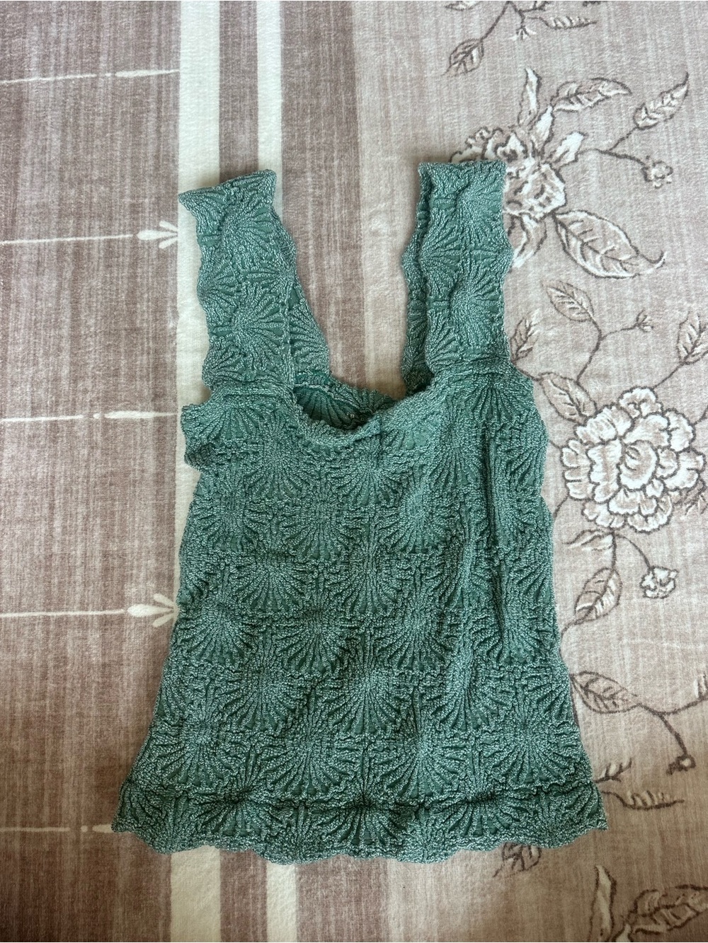 Free People Sage Green Textured Crochet Tank